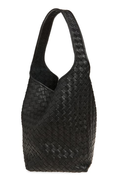 Triangolo Intrecciato Leather Bucket Bag
