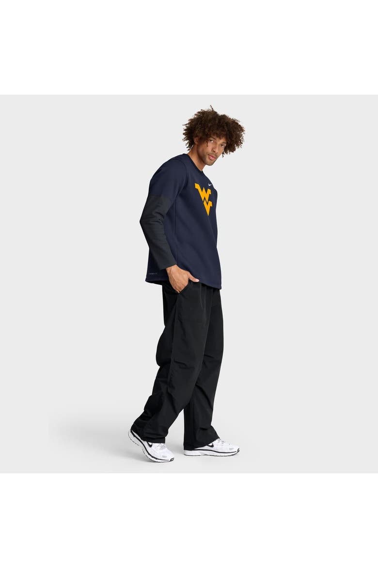 Men's Nike Navy West Virginia Mountaineers 2025 Sideline Coach Performance Long Sleeve T-Shirt, Alternate, color, Navy