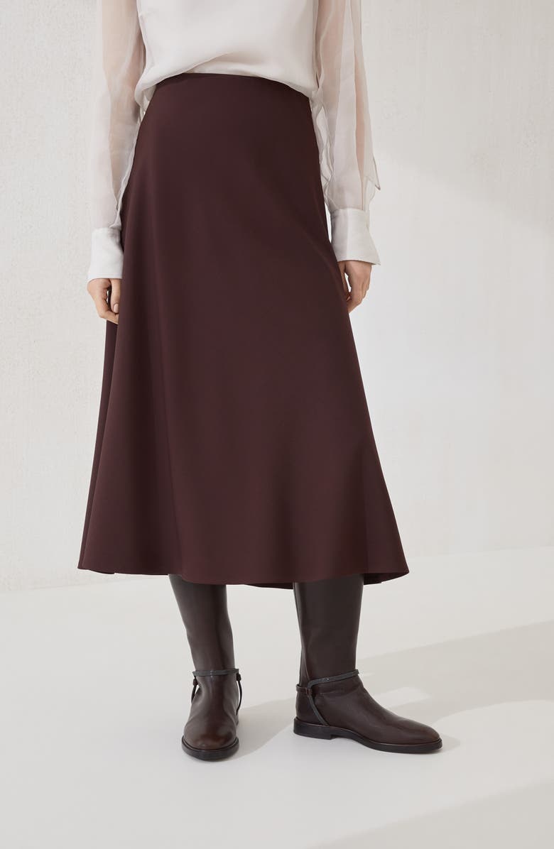 Brunello Cucinelli Twill Flute skirt, Alternate, color, Burgundy