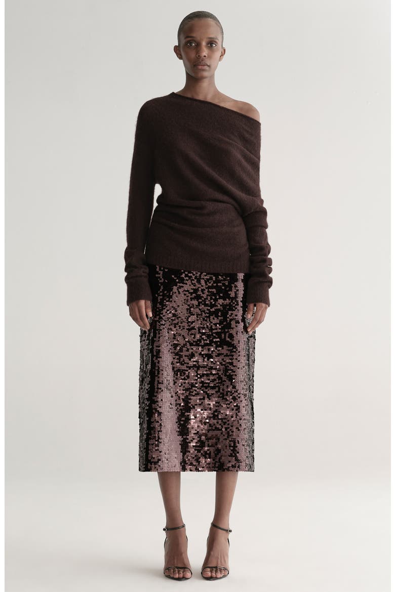Freya One-Shoulder Alpaca-Blend Sweater, Alternate, color, DARK UMBER