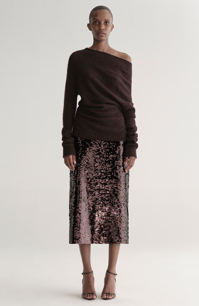 A.L.C. Freya One-Shoulder Alpaca-Blend Sweater, Alternate, color, Dark Umber