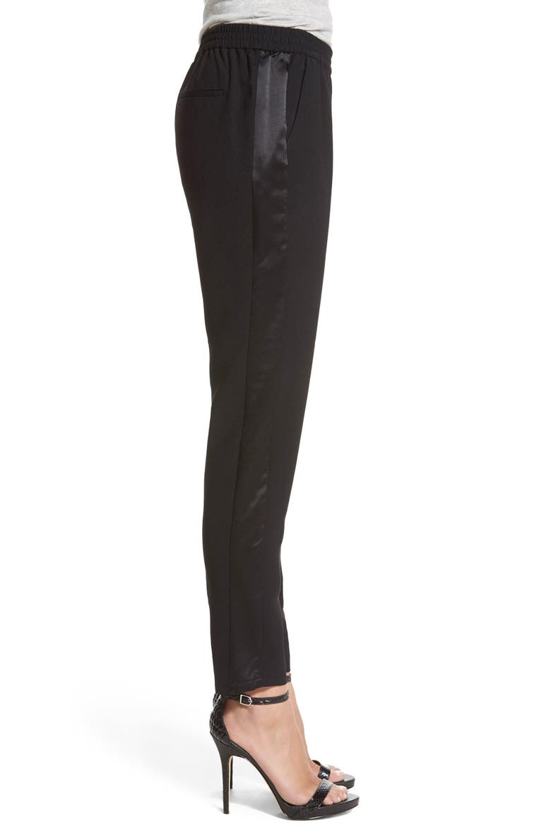 Denim 'Lilo' Tuxedo Pants, Alternate, color, BLACK