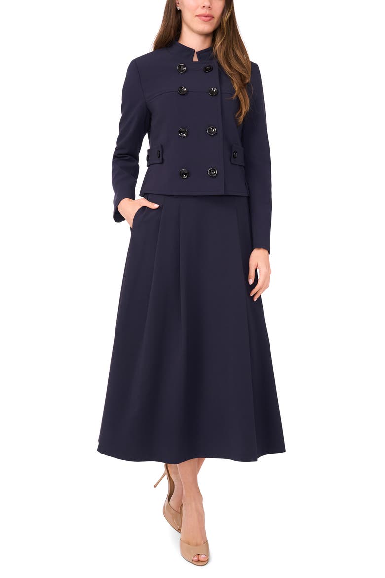 Pleated A-Line Midi Skirt, Alternate, color, NAVY DEPTHS