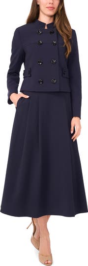 Pleated A-Line Midi Skirt