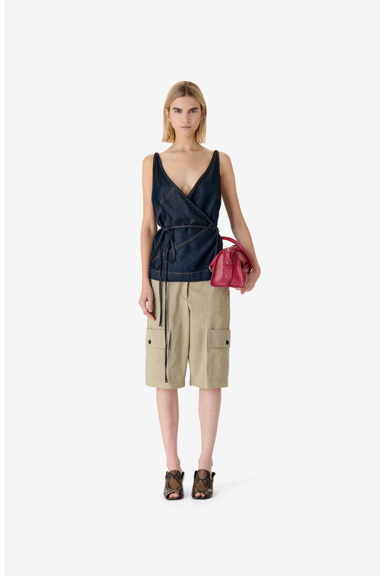Renata Denim Wrap Top, Main, color, Satin Denim