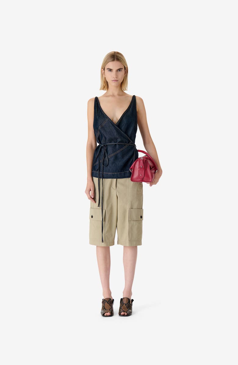 IRO Renata Denim Wrap Top, Main, color, Satin Denim