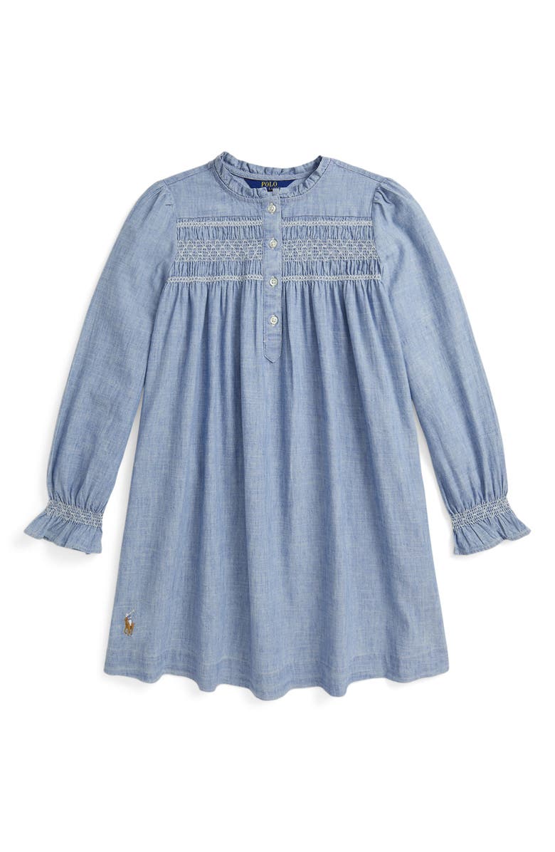 Polo Ralph Lauren Kids' Chambray Dress, Main, color, New Medium Wash