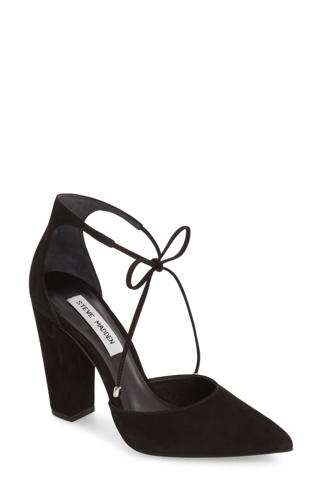 Pamperd Lace-Up Pump, Main, color, BLACK NUBUCK