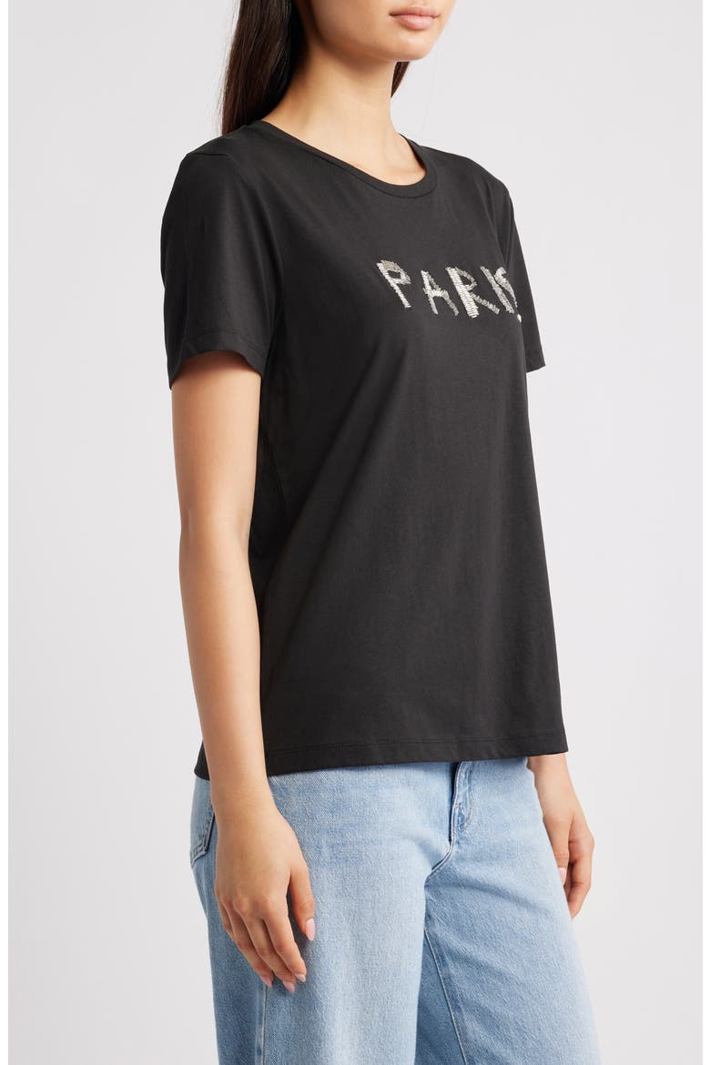 Ihcamino Paris Beaded T-Shirt, Alternate, color, BLACK