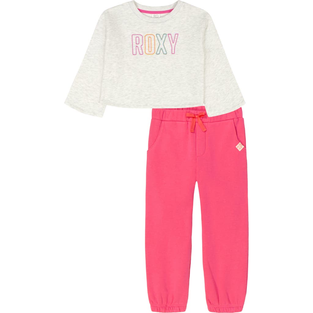 Roxy Kids' Logo Top & Joggers Set In Pink