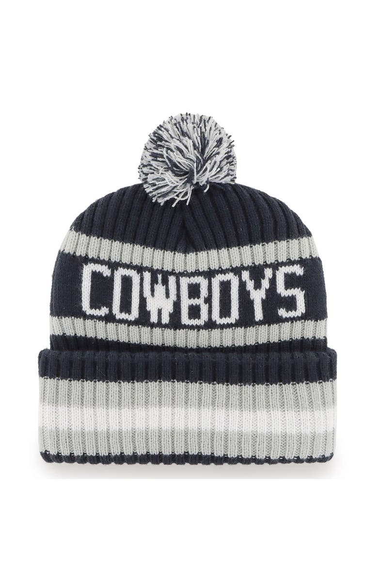 '47 Men's '47 Navy Dallas Cowboys Bering Cuffed Knit Hat with Pom, Alternate, color,