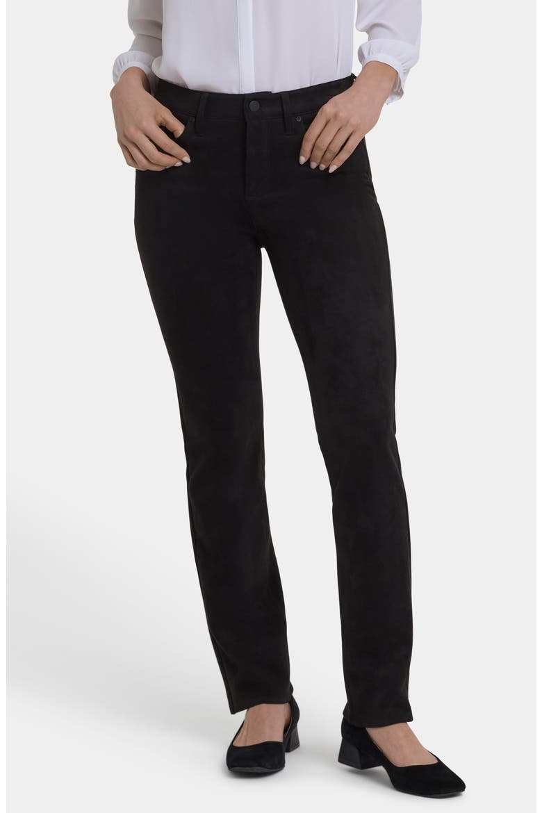 Sheri Slim Faux Suede Pants, Main, color, BLACK