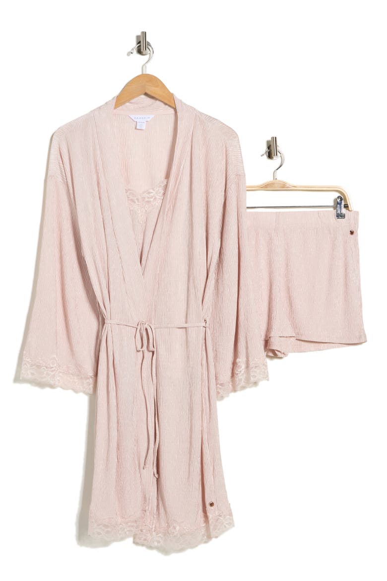 Pleated Lace Trim Pajamas, Alternate, color, PALE PEONY