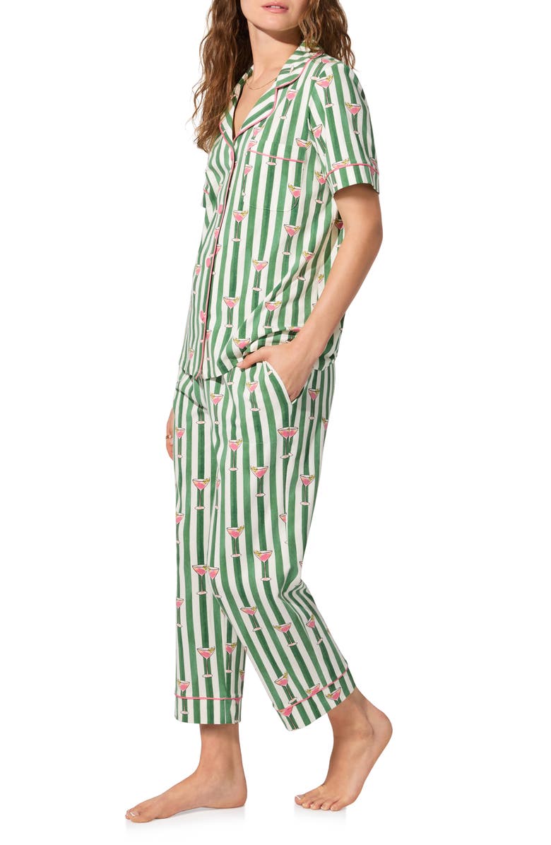 BedHead Pajamas Print Jersey Crop Pajamas, Alternate, color, Martini Oclock
