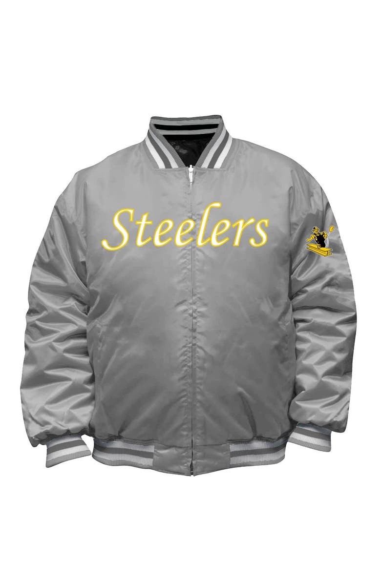 Mitchell & Ness Men's Mitchell & Ness Black/Silver Pittsburgh Steelers Big & Tall Throwback Reversible Full-Zip Jacket, Alternate, color, Black