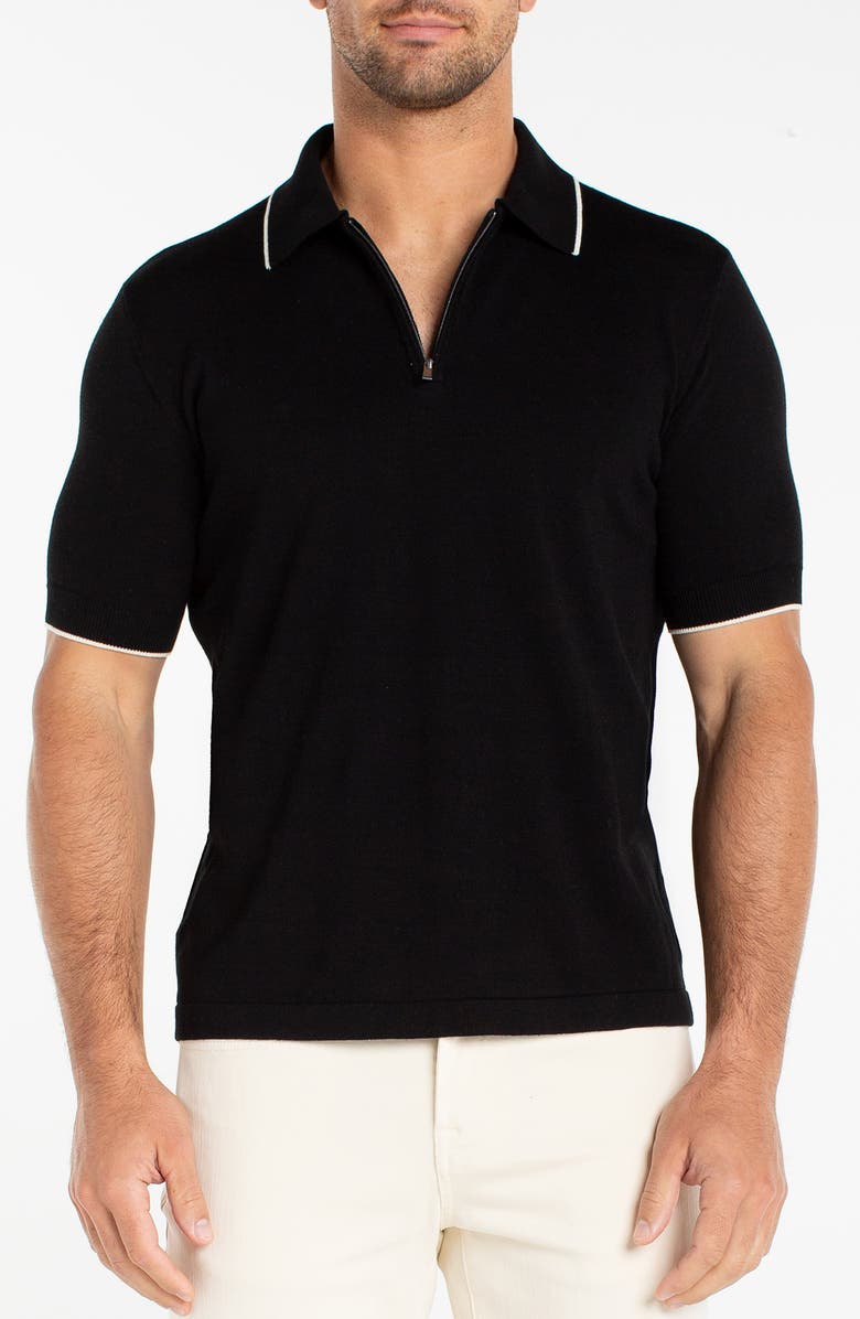 Liverpool Los Angeles Tipped Zip Polo, Main, color, Black