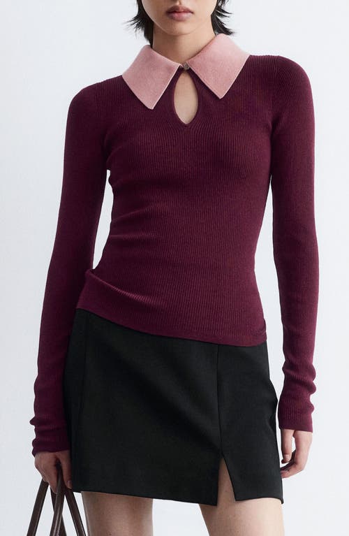 & Other Stories Keyhole Collar Rib Sweater In Red