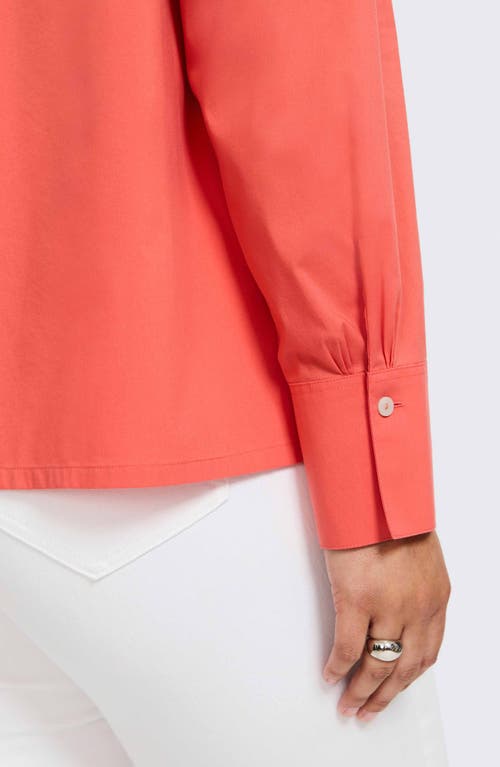 Shop Foxcroft Bella Solid Popover Top In Tangerine
