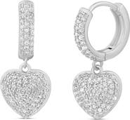 SHYMI Pavé Dangling Heart Huggie Hoop Earrings