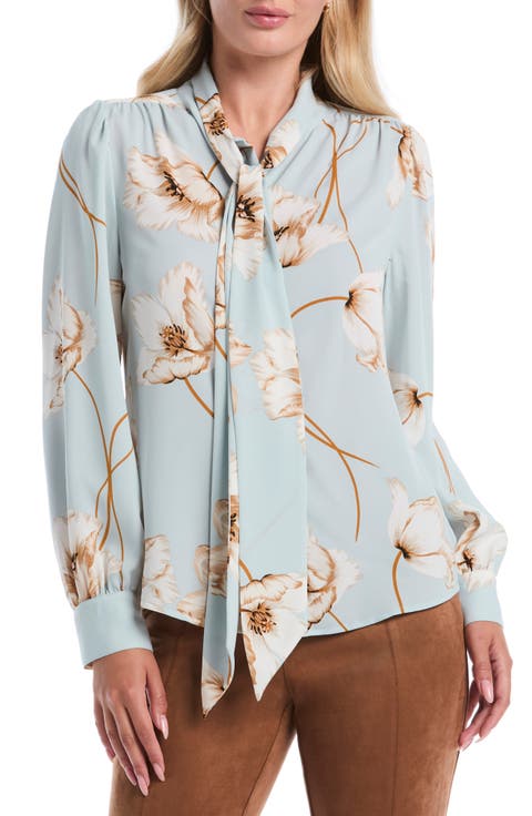Floral Tie Neck Shirt
