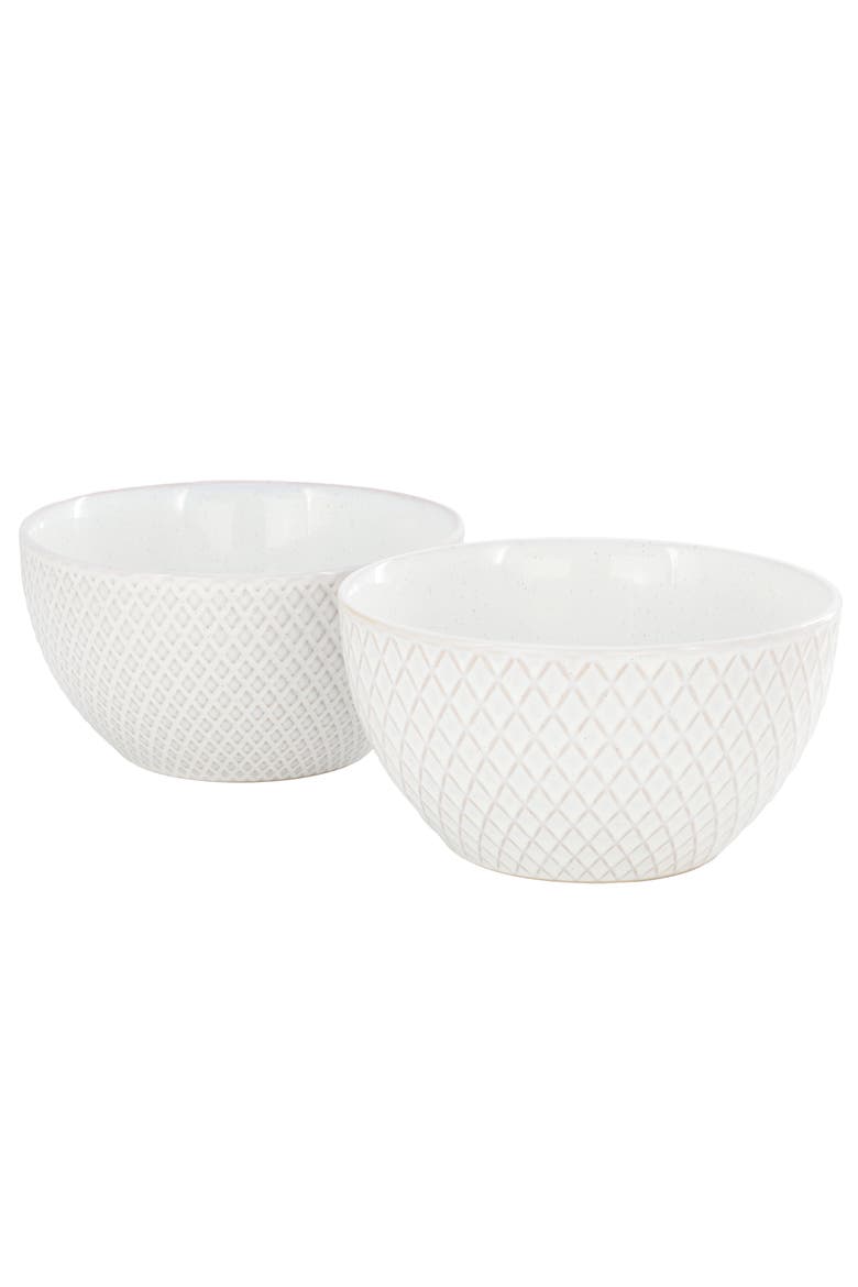 Earlhart 2 Piece 6 Inch Ribbed Stoneware Cereal Bowl Set, Main, color, White