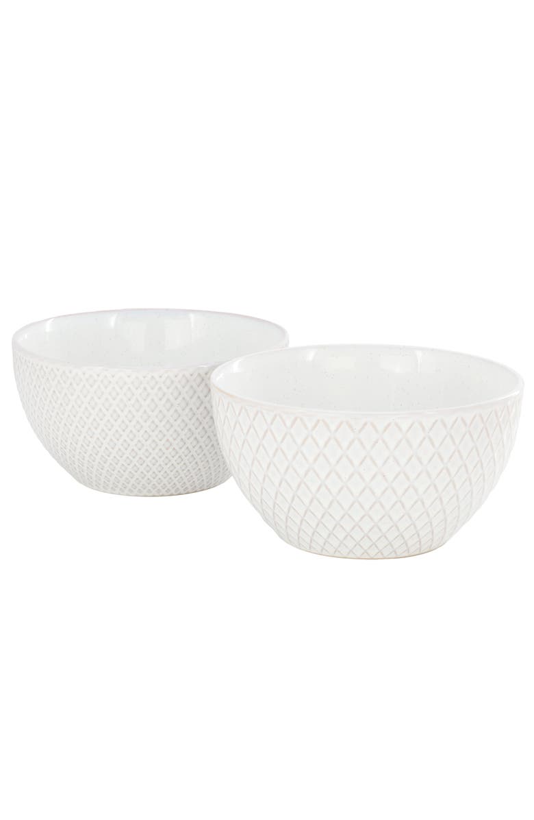 Gibson Elite Earlhart 2 Piece 6 Inch Ribbed Stoneware Cereal Bowl Set, Main, color, White