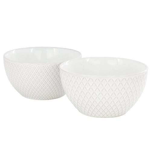 Gibson Elite Earlhart 2 Piece 6 Inch Ribbed Stoneware Cereal Bowl Set In White