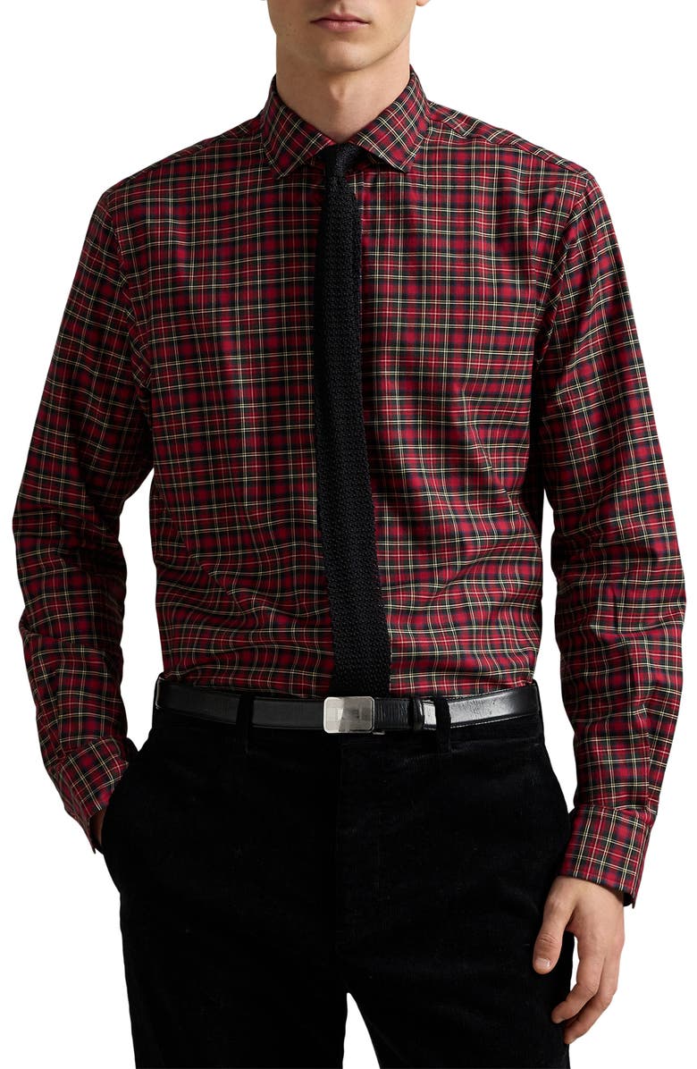 Polo Ralph Lauren Classic Fit Plaid Cotton Twill Button-Up Shirt, Main, color, Red Green Multi
