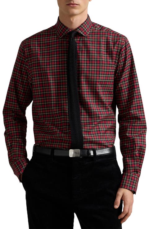Classic Fit Plaid Cotton Twill Button-Up Shirt