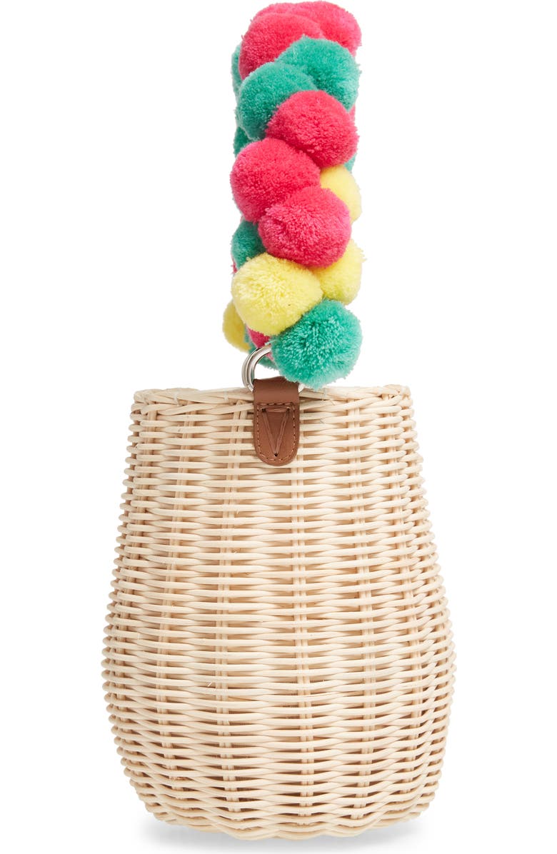 Halogen<sup>®</sup> x Atlantic-Pacific Pompom Wicker Bag, Alternate, color,