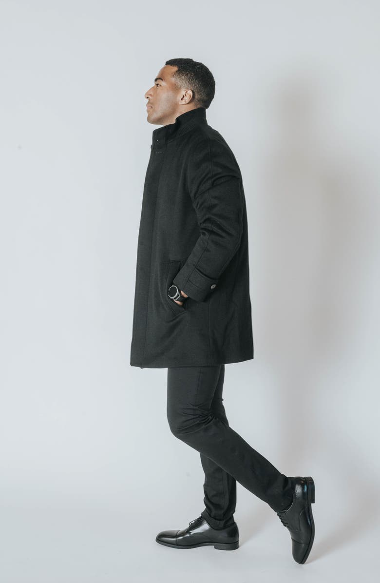 Nordstrom Hudson Bib Insert Wool Car Coat, Alternate, color, Black