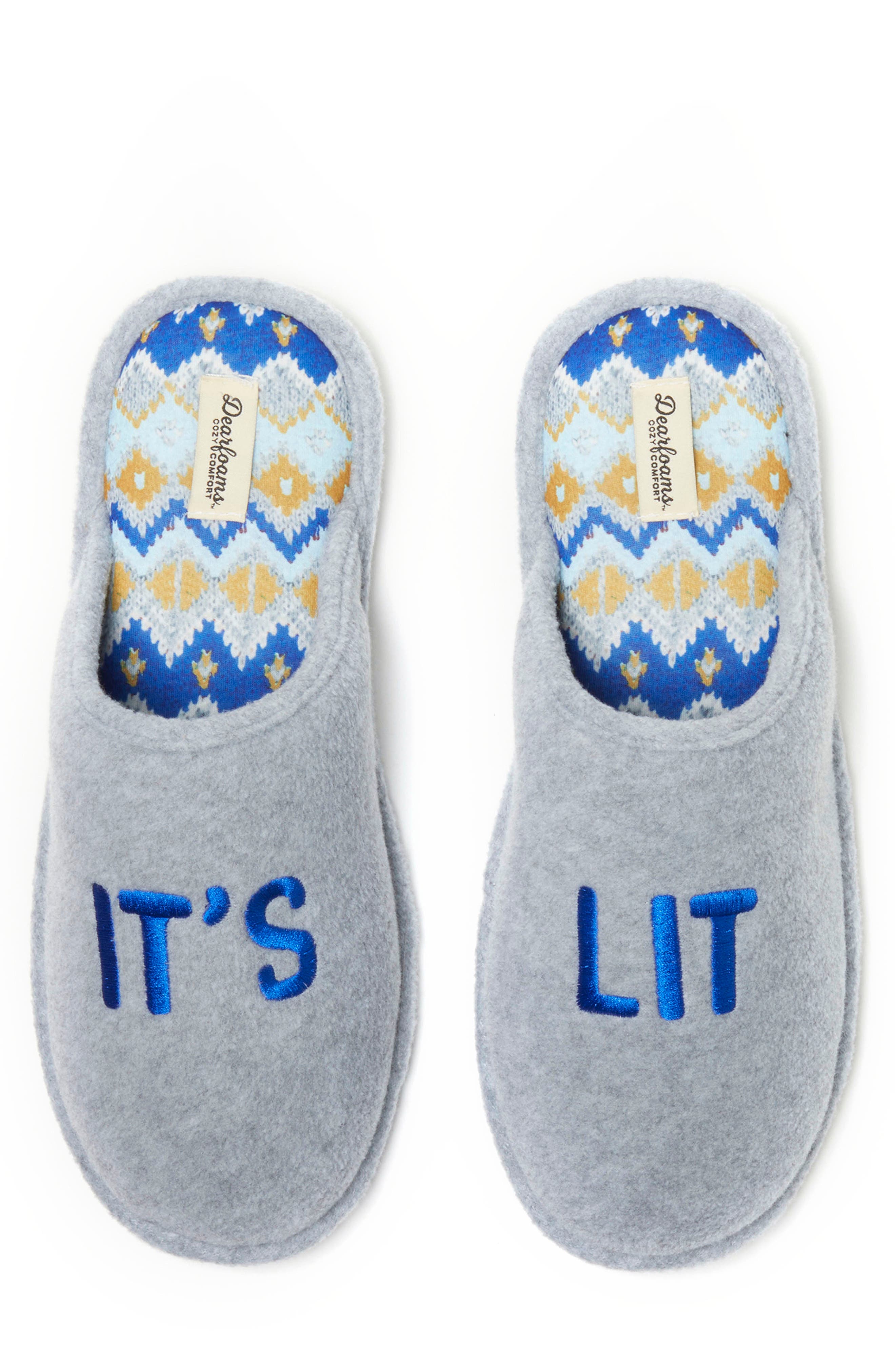 Holiday Scuff Slipper, Alternate, color, GREY