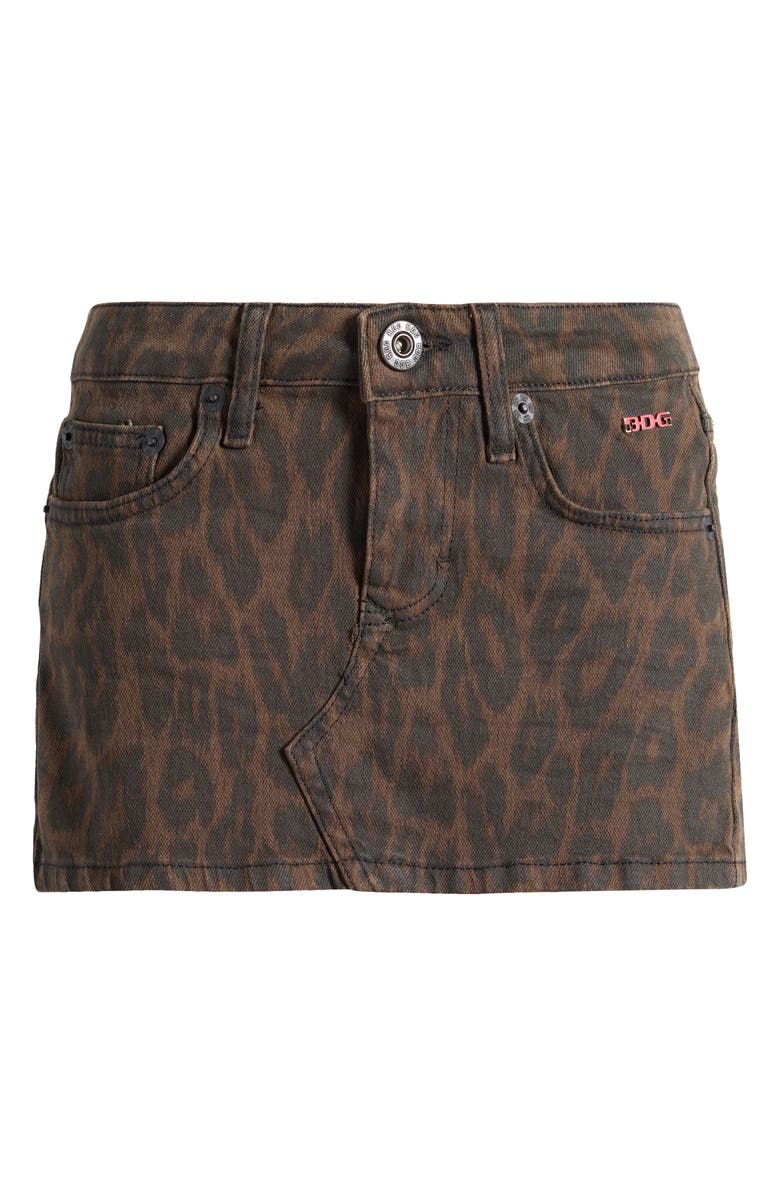 BDG Urban Outfitters Leopard Print Low Rise Denim Ultra Miniskirt, Alternate, color, 