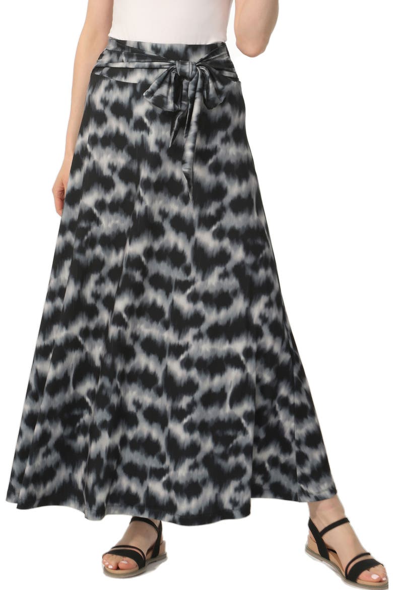 Women's Belted Maxi Skirt, Main, color, Black Gray