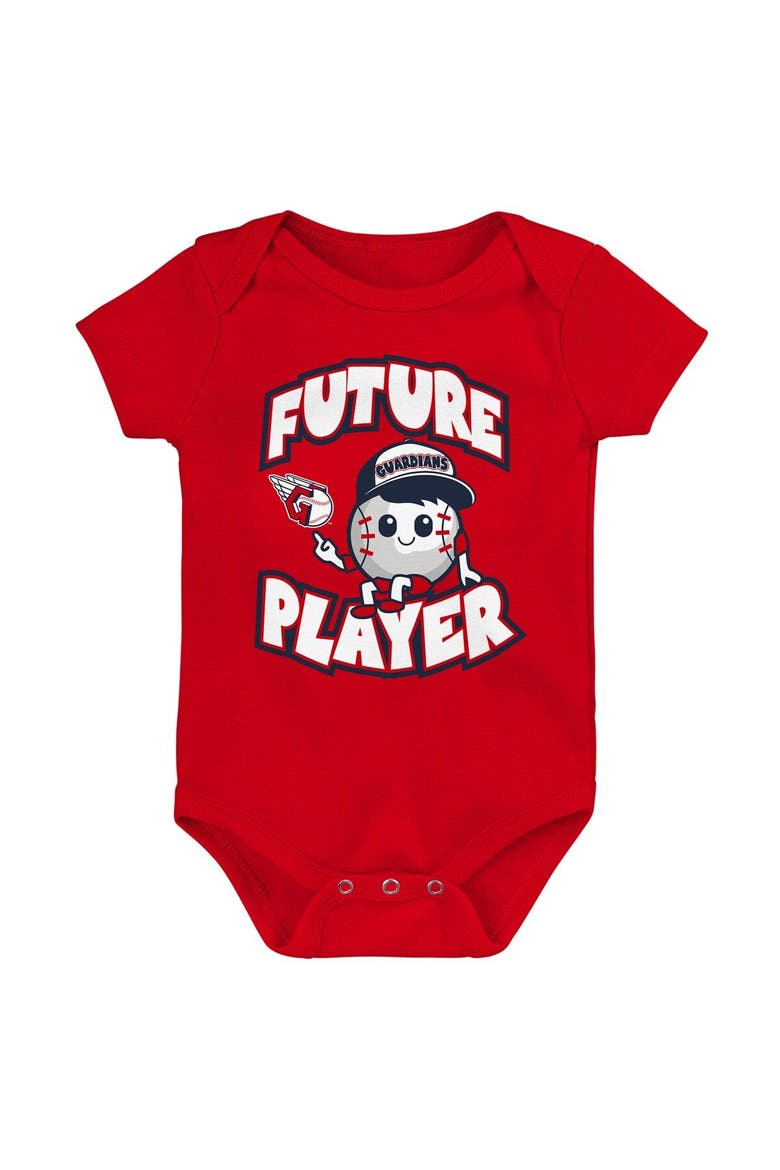 Newborn & Infant Red/Navy/White Cleveland Guardians Minor League Player Three-Pack Bodysuit Set, Alternate, color, Red