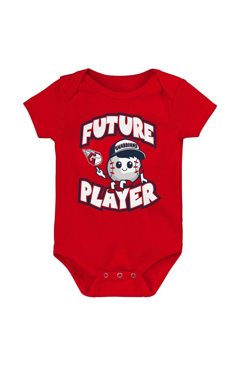 Outerstuff Newborn & Infant Red/Navy/White Cleveland Guardians Minor League Player Three-Pack Bodysuit Set, Alternate, color, Red