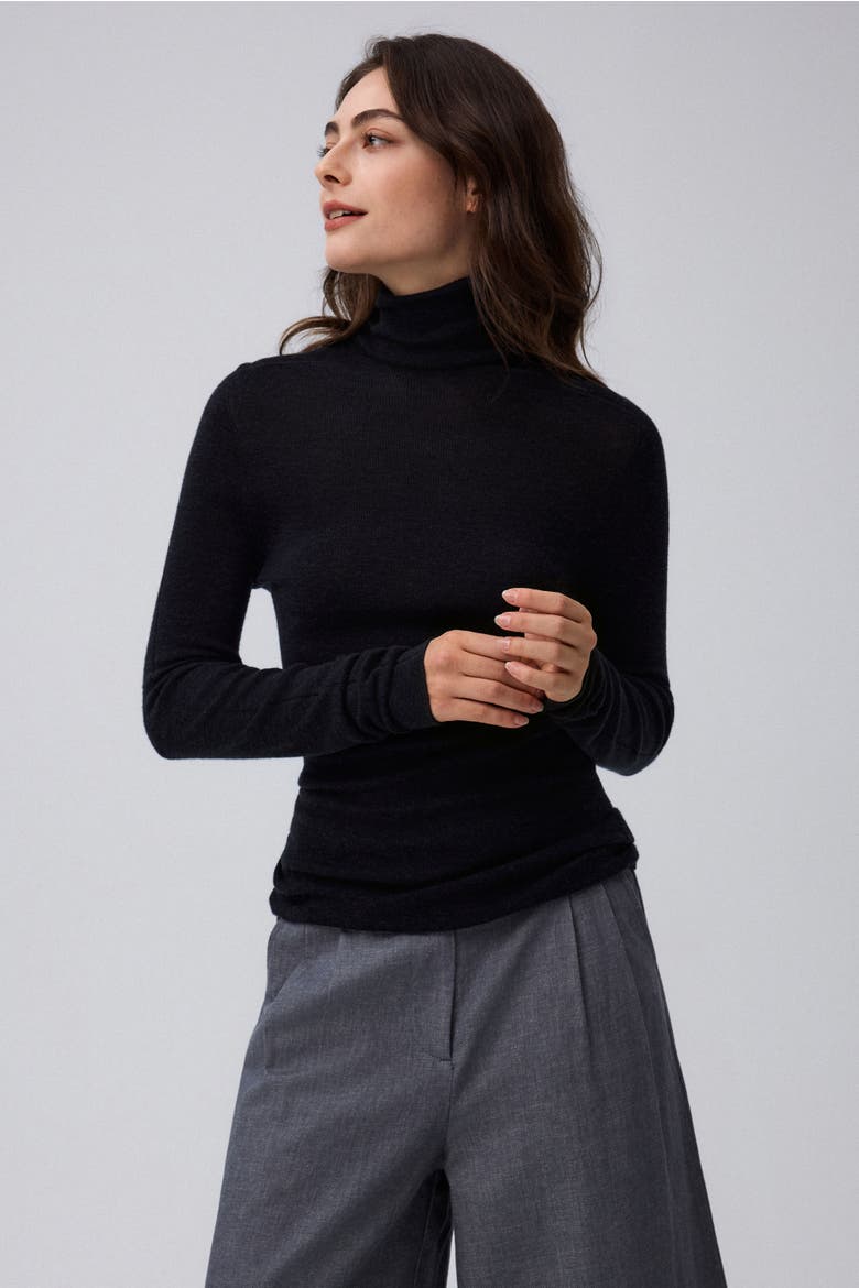 Ossa Knitted Hemp Turtleneck, Alternate, color, black