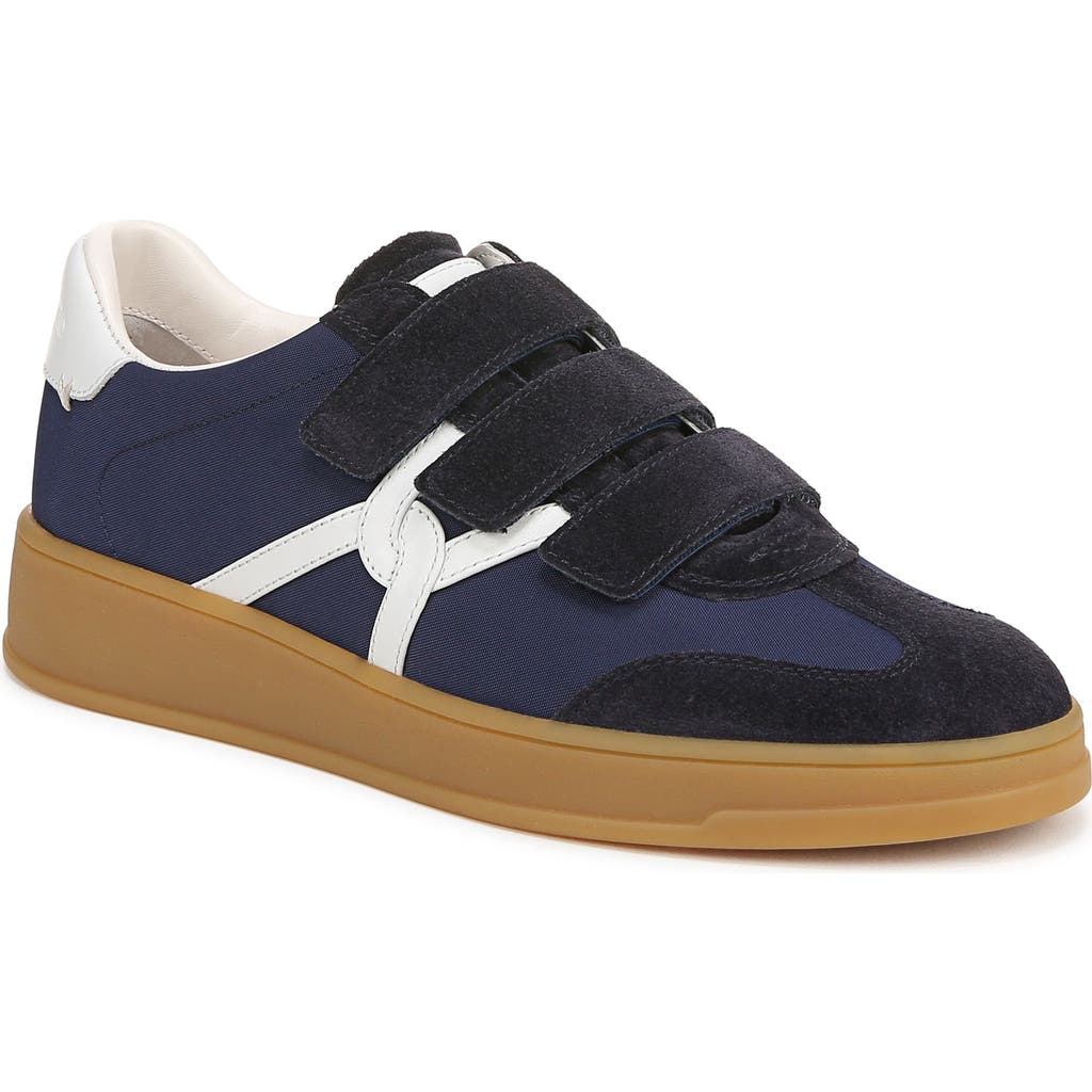 Veronica Beard Reagan Mixed Leather Triple-grip Sneakers In Deep Blue/coconut