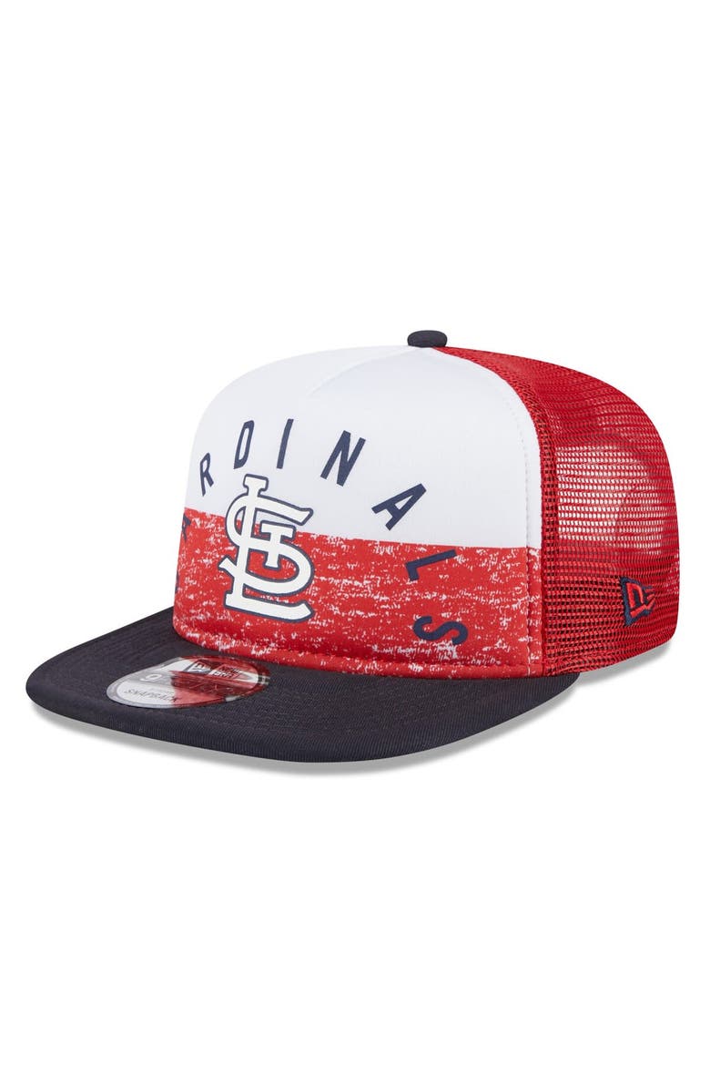 Men's New Era White/Red St. Louis Cardinals Team Foam Front A-Frame Trucker 9FIFTY Snapback Hat, Main, color, White
