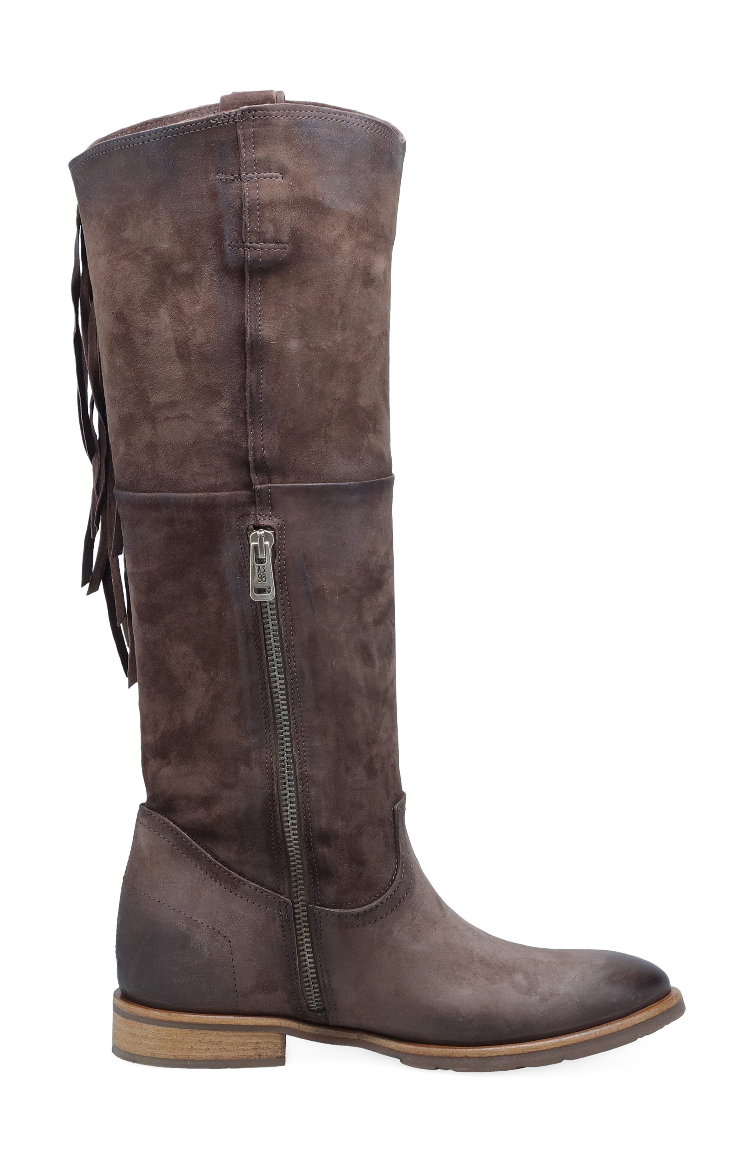 A.S.98 Ilke Studded Fringe Western Knee High Boot, Alternate, color, Brown