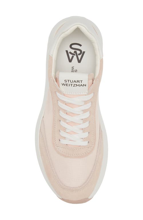Stuart Weitzman Glide Lace-up Sneaker In Powder Pink/white