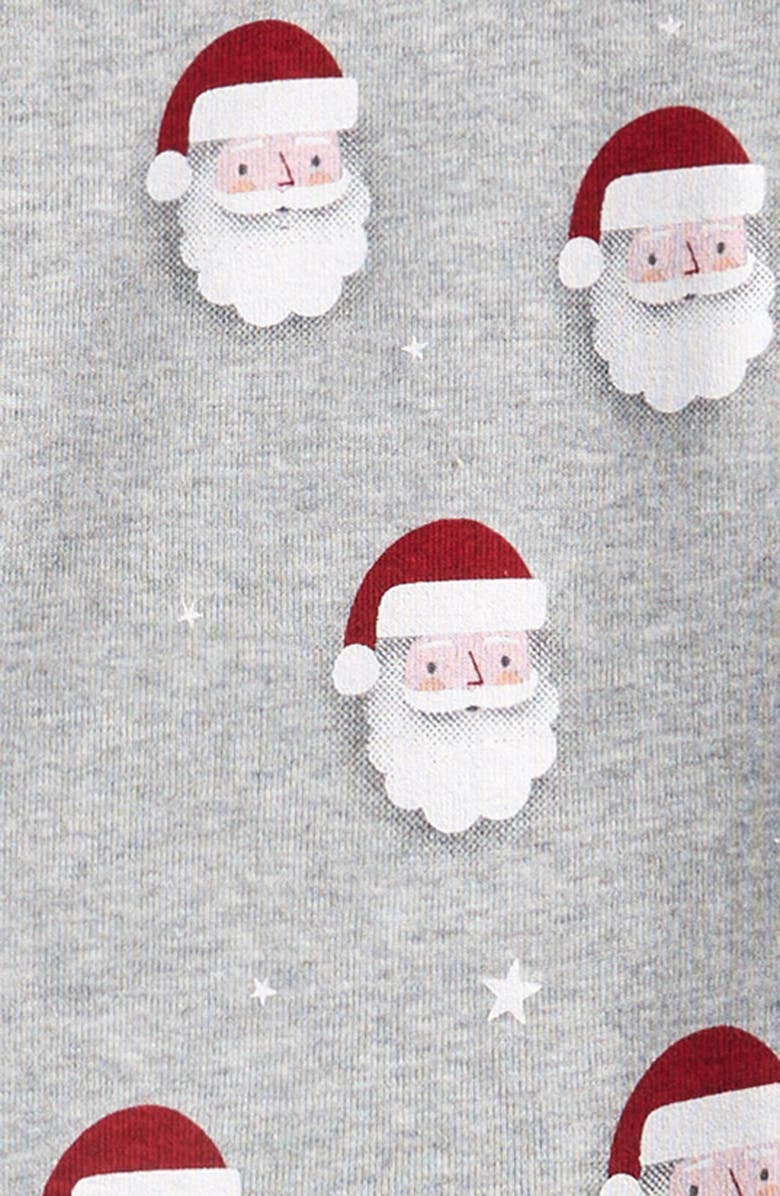 Petit Lem Santa Print Fitted Two-Piece Organic Cotton Pajamas, Alternate, color, Medium Heather Grey
