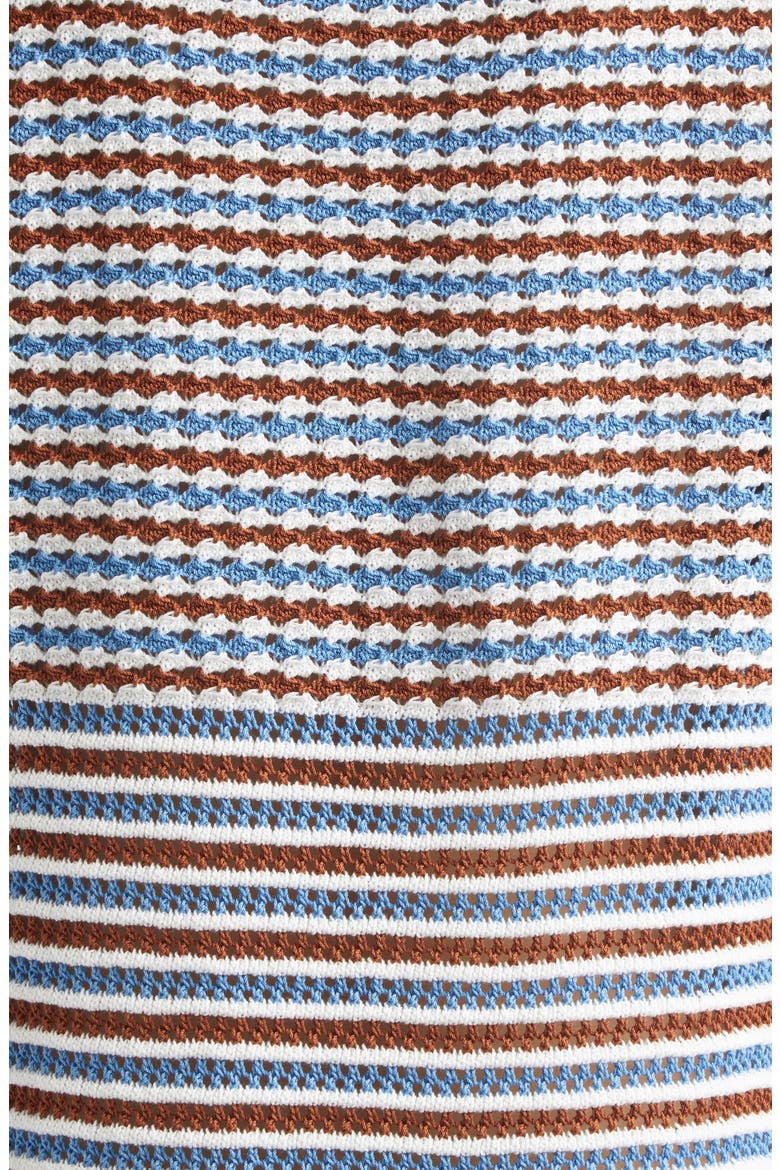 Stripe Cotton Crochet Minidress, Alternate, color, CRM30 GOLD BROWN