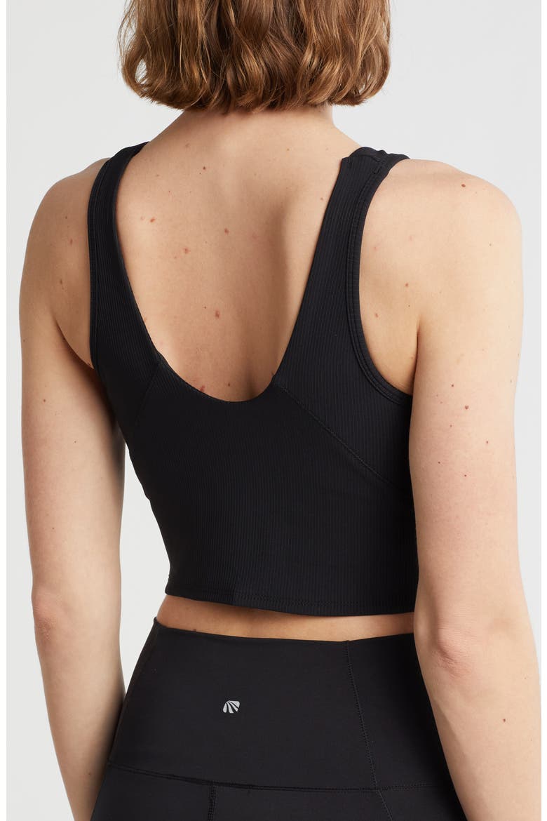 Cate Ribbed Longline Sports Bra, Alternate, color, BLACK
