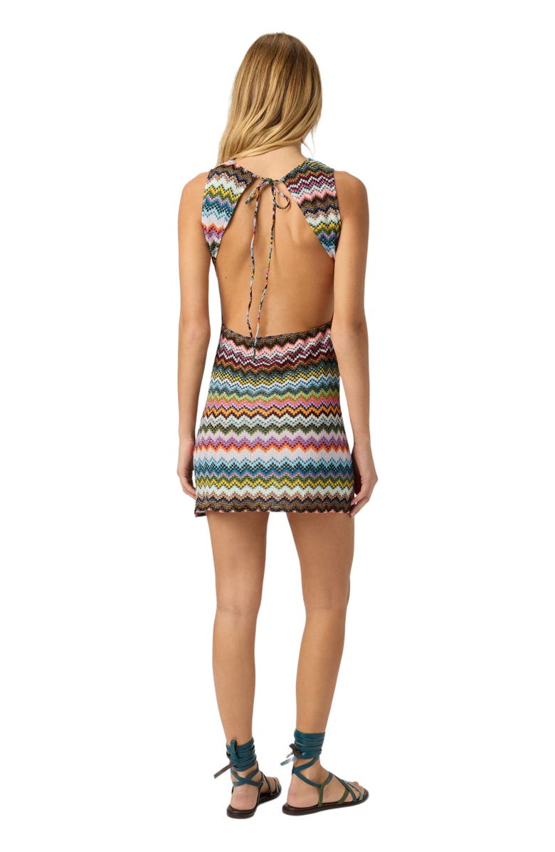 Missoni Short Cover-up In Lamé Viscose With Pixel-effect Zigzag Motif, Alternate, color, Black & Multicoloured