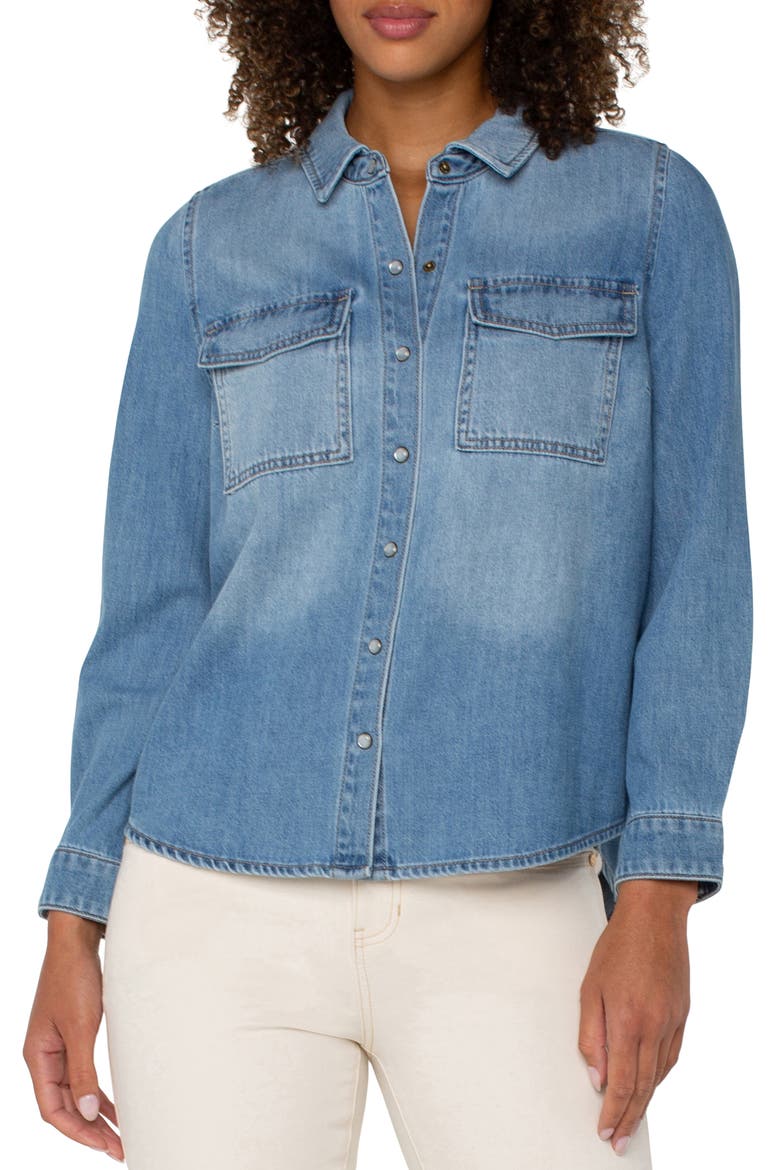 Denim Snap-Up Shirt, Alternate, color, LAGUNA NIGEL