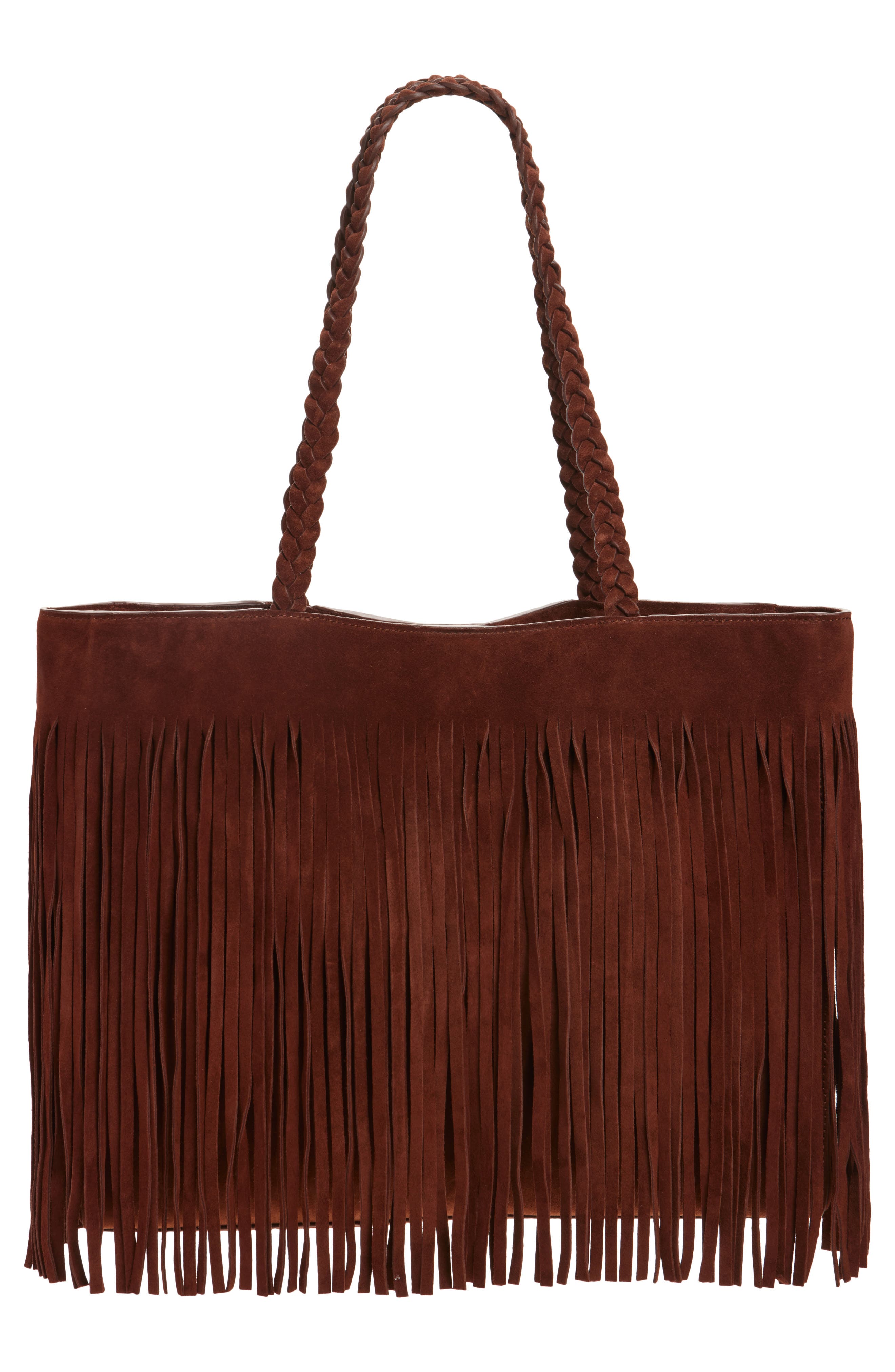 Reformation Luna Suede Tote Bag, Alternate, color, Espresso Suede