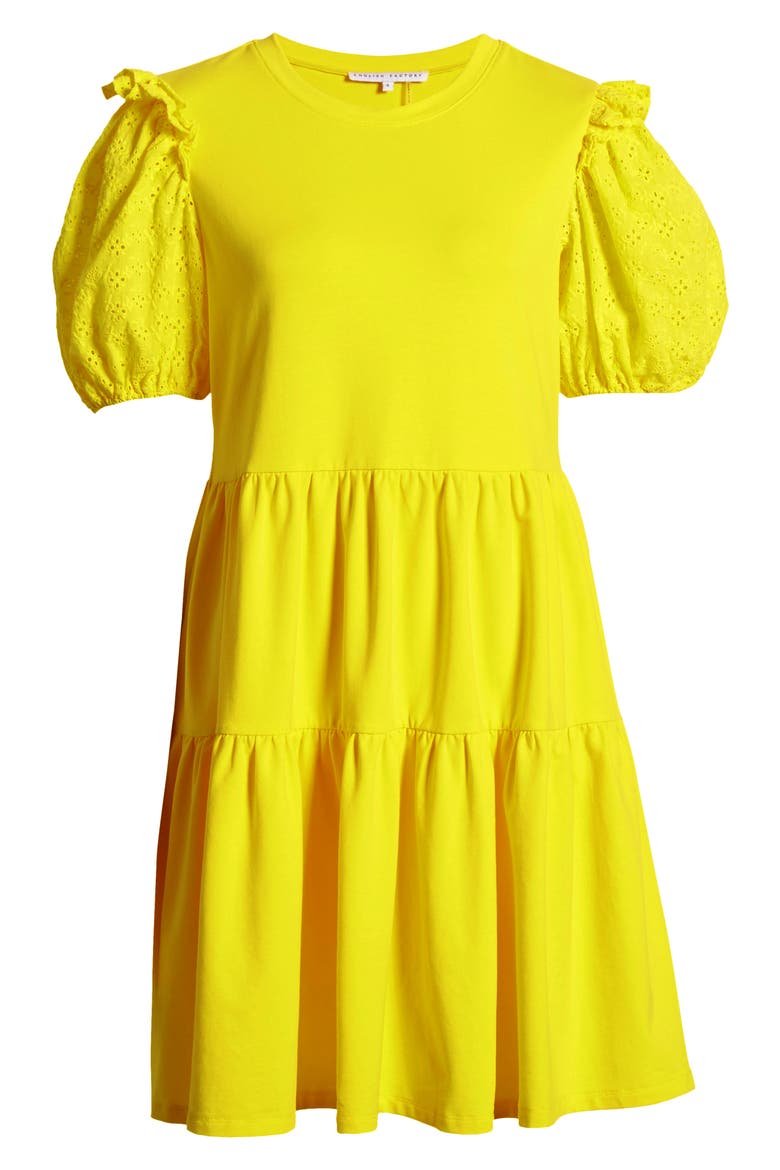 Eyelet Sleeve Knit Dress, Alternate, color, YELLOW