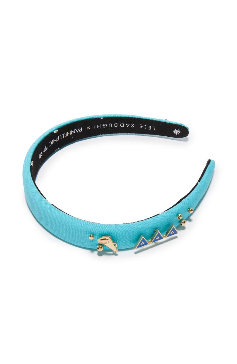 Lele Sadoughi Delta Delta Delta Charlotte Headband, Main, color, Bright Blue 400