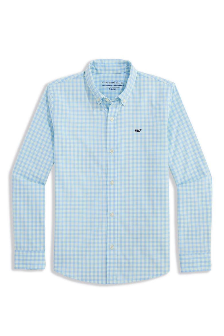 Kids' Lemon Shark Featherweight Performance Button Down Shirt, Main, color, AQUA GLASS